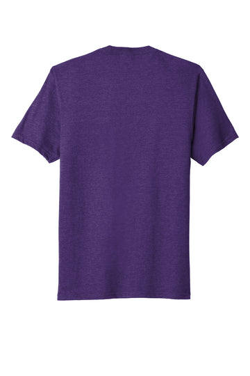Rear View of Team Purple He Port & Co Fan Favorite Blend Tee. PC455 plain